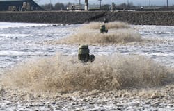 Aqua Aerators Operating In Sunnyside Lagoon Close Aqua Aerators Operating In Sunnyside Lagoon Close