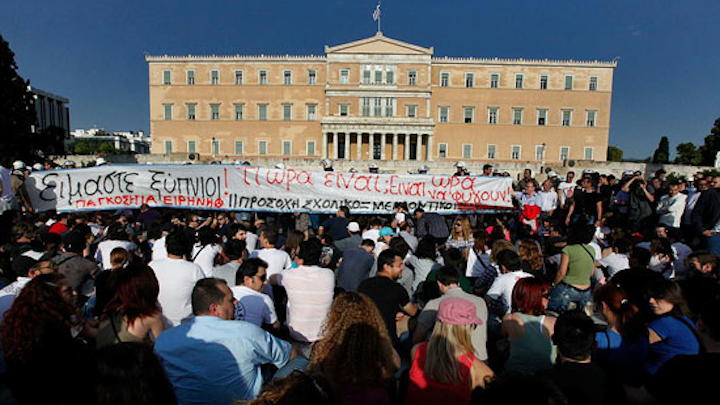 Greek Water Protests Outside Parliament
