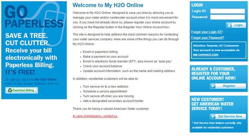 Water one outlet login