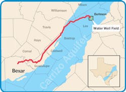 142 Miles of pipeline will transport water from Burleson County to San Antonio. Photo: SAWS 142 Miles of pipeline will transport water from Burleson County to San Antonio. Photo: SAWS