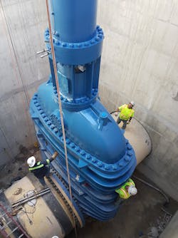 The valves weigh in at over 100 tons and stand 40 feet tall.