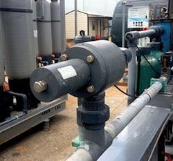 A pressure regulator in a highly corrosive water treatment system. The PVC is impervious to the chemicals being used. A pressure regulator in a highly corrosive water treatment system. The PVC is impervious to the chemicals being used.