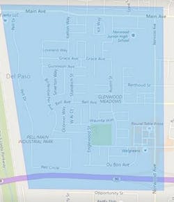 A map from the City of Sacramento shows the affected area.