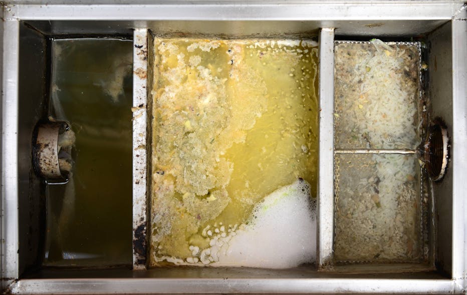Inside view of a grease trap.