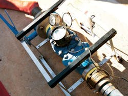 The portable OMNI Verification (V2) portable test meter is placed in-line to check the accuracy and performance of large, commercial meters without interrupting service. The portable OMNI Verification (V2) portable test meter is placed in-line to check the accuracy and performance of large, commercial meters without interrupting service.