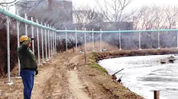 A smoke test being performed at a wastewater lagoon.