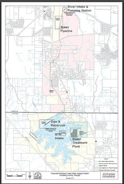 The Richland Creek Reservoir Water Supply Program will take water from the Etowah River to the north and pipe it to a new reservoir before a treatment plant will treat water at an initial rate of 18 million gallons per day. The Richland Creek Reservoir Water Supply Program will take water from the Etowah River to the north and pipe it to a new reservoir before a treatment plant will treat water at an initial rate of 18 million gallons per day.