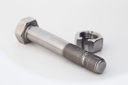 A standard galled bolt with removed nut.