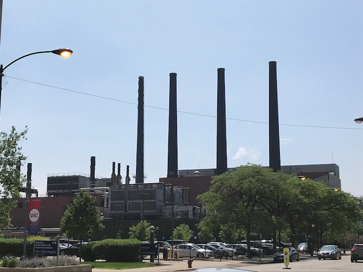 UIC West steam plant, which services the west side of the UIC campus and the two hospitals. It also provides chilled water for the west campus and UIC hospital.