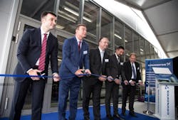 The ribbon-cutting at the opening ceremony of Grundfos BioBooster, Indjija, Serbia. The ribbon-cutting at the opening ceremony of Grundfos BioBooster, Indjija, Serbia.