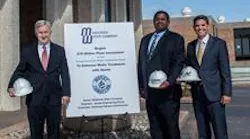 Dennis W. Doll, MWC President (left) is joined by project partners Russell Ford, Vice President & Global Director- Drinking Water and Reuse Solutions at Jacobs and Rolando Acosta, President and CEO Northeast of Remsco Construction, to announce the start of the new ozone treatment facility project.