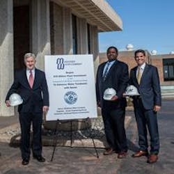Dennis W. Doll, MWC President (left) is joined by project partners Russell Ford, Vice President & Global Director- Drinking Water and Reuse Solutions at Jacobs and Rolando Acosta, President and CEO Northeast of Remsco Construction, to announce the start of the new ozone treatment facility project. Dennis W. Doll, MWC President (left) is joined by project partners Russell Ford, Vice President & Global Director- Drinking Water and Reuse Solutions at Jacobs and Rolando Acosta, President and CEO Northeast of Remsco Construction, to announce the start of the new ozone treatment facility project.
