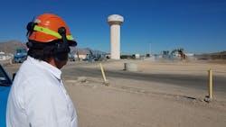 Heavy Equipment Operator Albert Gonzalez and Heavy Equipment Trainer Supervisor Frank Rittel tested the hands-free radio headsets for the utility. Heavy Equipment Operator Albert Gonzalez and Heavy Equipment Trainer Supervisor Frank Rittel tested the hands-free radio headsets for the utility.
