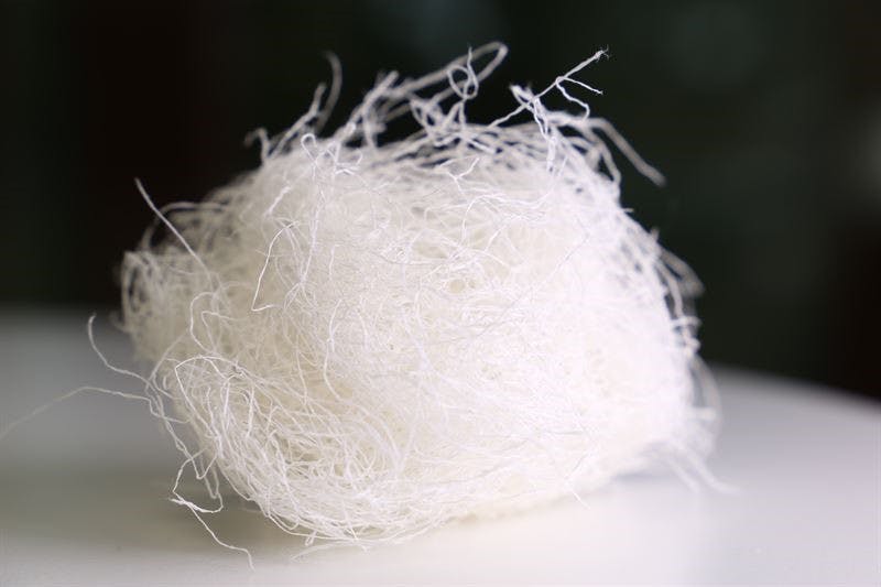 Research scientist turned cellulose yarn into a material that can capture hormones and other pharmaceutical substances effectively. The surface of the yarn is coated with a cyclic sugar that captures the compounds into the cavities of the fiber as it swells in water.