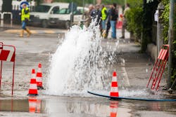 Pipe burst - better asset management of water mains will lead to improved levels of service for customers. Pipe burst - better asset management of water mains will lead to improved levels of service for customers.