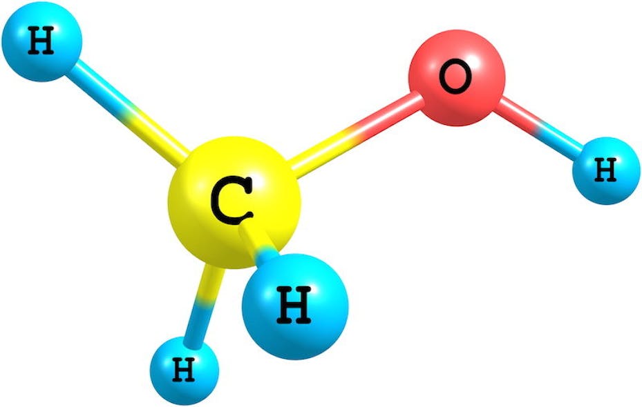 Methanol molecular structure illustration (stock image).