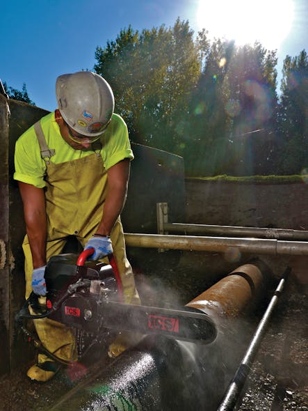 The ICS&circledR; PowerGrit&circledR; Utility Chain Saw is the world&rsquo;s largest water company&rsquo;s saw of choice when cutting pipe in the trench.