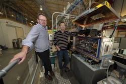 The team of scientists worked together with Eli Stavitski (left) and Yonghua Du (right) to 'see' the lighter elements in their catalyst at the Tender Energy X-ray Absorption Spectroscopy (TES) beamline at the National Synchrotron Light Source II (NSLS-II). The team of scientists worked together with Eli Stavitski (left) and Yonghua Du (right) to 'see' the lighter elements in their catalyst at the Tender Energy X-ray Absorption Spectroscopy (TES) beamline at the National Synchrotron Light Source II (NSLS-II).