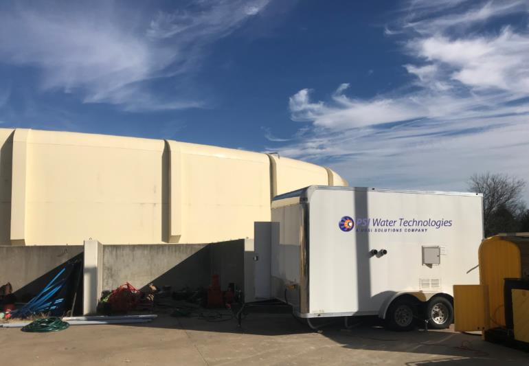 Monoclor&circledR; RCS residual control trailer adjacent to the 5MG Westmoreland Tank