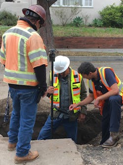 Santa Barbara fieldworkers use the Eos Arrow Gold with Esri&apos;s Collector for ArcGIS to map a water main.