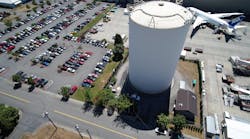 HCI Industrial &amp; Marine Coatings Inc. fully restored the 50,000-square-foot interior and exterior of this 4.5-million-gallon water tank in record time at Paine Field in Everett, Wash.