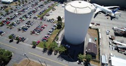 HCI Industrial & Marine Coatings Inc. fully restored the 50,000-square-foot interior and exterior of this 4.5-million-gallon water tank in record time at Paine Field in Everett, Wash. HCI Industrial & Marine Coatings Inc. fully restored the 50,000-square-foot interior and exterior of this 4.5-million-gallon water tank in record time at Paine Field in Everett, Wash.