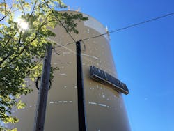 By using a scaffolding containment system and rolling and brushing the tank’s exterior, HCI limited any debris from entering the neighboring airplane manufacturing facility. By using a scaffolding containment system and rolling and brushing the tank’s exterior, HCI limited any debris from entering the neighboring airplane manufacturing facility.