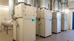 The original installation of four turbocompressors. The original installation of four turbocompressors.