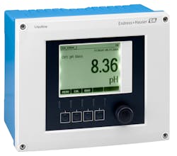 The Endress+Hauser Liquiline transmitter offers EtherNet/IP, Modbus RS485 or TCP, PROFIBUS DP, and HART as well as a web server.