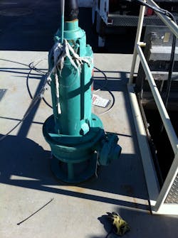 When used as a conditioning pump, a Submersible Vaughan Chopper Pump is fitted with a nozzle to provide high-velocity mixing. When used as a conditioning pump, a Submersible Vaughan Chopper Pump is fitted with a nozzle to provide high-velocity mixing.