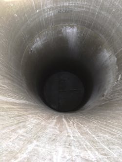 A Hobas fiberglass liner was installed in the wet well to repair the previous steel can lift station. A Hobas fiberglass liner was installed in the wet well to repair the previous steel can lift station.
