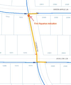 A leak POI is showed by AQS-SYS leak monitoring system A leak POI is showed by AQS-SYS leak monitoring system
