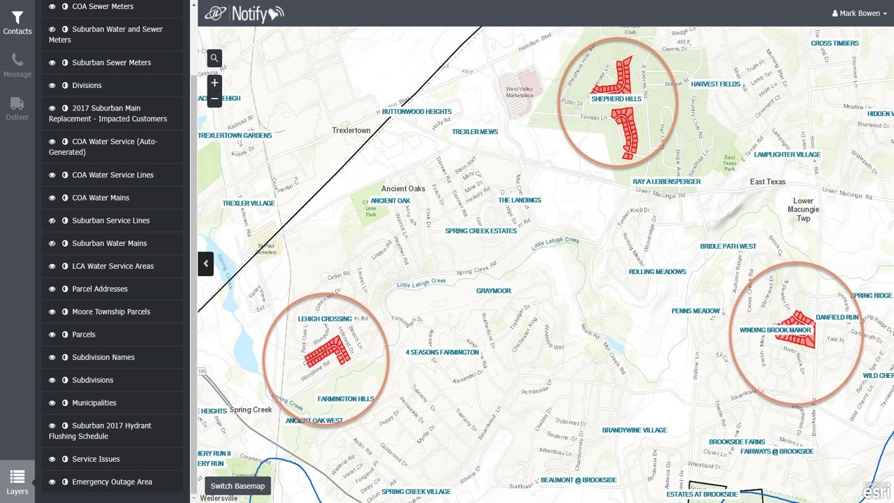 Notify helps utilities to complete campaigns based on identified project areas for a main replacement.