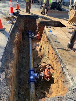 The utility used HYMAX GRIPs instead of mechanical joints to get the job done with less time in the ditch. The utility used HYMAX GRIPs instead of mechanical joints to get the job done with less time in the ditch.