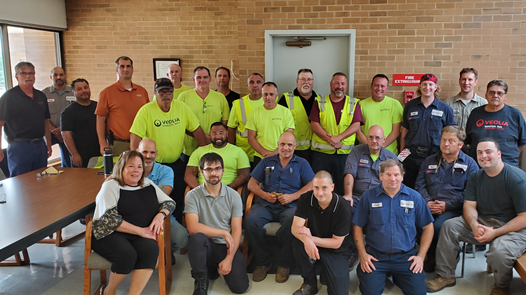 The Veolia North America team at the Cranston, Rhode Island wastewater treatment plant. Note: Photo taken prior to COVID-19 restrictions.