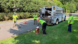 NJAW performing the installation of the Sentryx software enabled Super Centurion hydrant Pressure Monitoring retrofit kit. NJAW performing the installation of the Sentryx software enabled Super Centurion hydrant Pressure Monitoring retrofit kit.