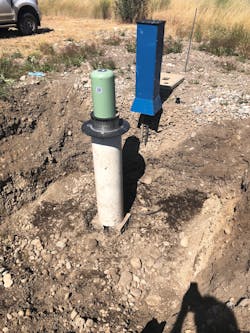 A flushing station and sampling station before they are backfilled with dirt. A flushing station and sampling station before they are backfilled with dirt.
