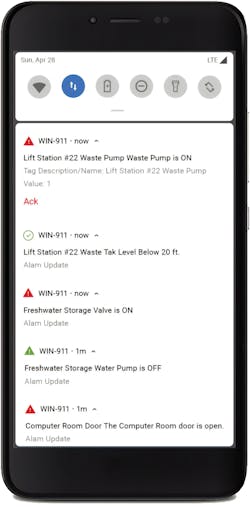The WIN-911 remote monitoring software can be accessed via a mobile app for truly remote monitoring. The WIN-911 remote monitoring software can be accessed via a mobile app for truly remote monitoring.