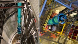 Weg236 (left) New Pump Descending Into The Shaft (right) New Pump Being Lifted Into Place Courtesy Of Stantec Image Weg236 (left) New Pump Descending Into The Shaft (right) New Pump Being Lifted Into Place Courtesy Of Stantec Image