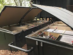 Custom designed to work together at the campsite, these AX-Max units feature an 8300-L (2200-gallon) tank that's divided in half to accommodate both primary and pre-anoxic chambers. Custom designed to work together at the campsite, these AX-Max units feature an 8300-L (2200-gallon) tank that's divided in half to accommodate both primary and pre-anoxic chambers.