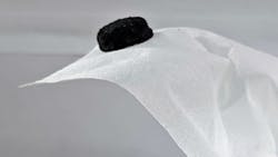 This aerogel, used for filtering water, sits on a tissue. This aerogel, used for filtering water, sits on a tissue.