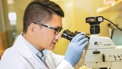 Dr. Xianming Dai, assistant professor of mechanical engineering in the Erik Jonsson School of Engineering and Computer Science, and his research team have been working to develop technology that harvests clean water from the air without using external energy. Dr. Xianming Dai, assistant professor of mechanical engineering in the Erik Jonsson School of Engineering and Computer Science, and his research team have been working to develop technology that harvests clean water from the air without using external energy.