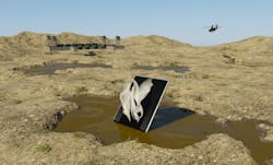 With Army funding, researchers at the University of Rochester have developed an aluminum panel that angled at the sun purifies water. With Army funding, researchers at the University of Rochester have developed an aluminum panel that angled at the sun purifies water.