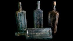 Hazard &amp; Caswell bottles from an apothecary in Newport, R.I., that contained a medicinal concoction marketed as a cure for digestive and other ailments.