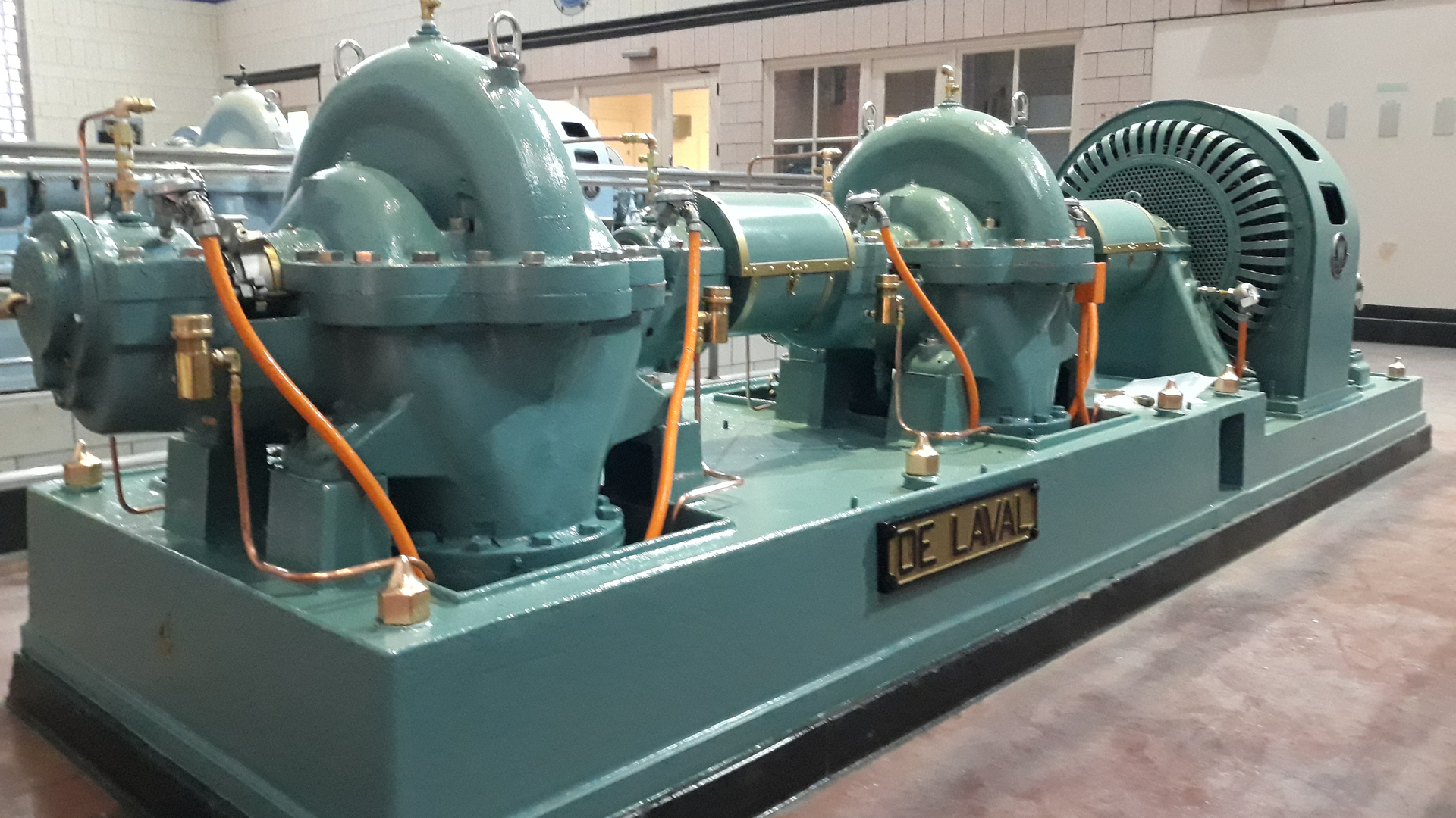 The Western Hills Pump Station houses five, two stage, 1937 De Laval Double Suction pumps.