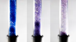 SwRI researchers are using these silica gel beads as part of a low-cost, large-scale method to harvest water molecules from the air. As they expel moisture, they turn from blue to pink.