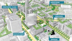 Rendering of Downtown Buffalo green infrastructure opportunities Rendering of Downtown Buffalo green infrastructure opportunities