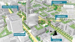 Rendering of Downtown Buffalo green infrastructure opportunities