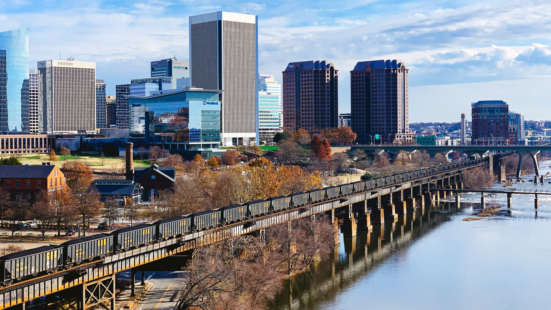 A skyline of Richmond, capital of Virginia.