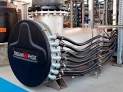 The TrojanUVPhox 72AL75 UV AOP system. The TrojanUVPhox 72AL75 UV AOP system.